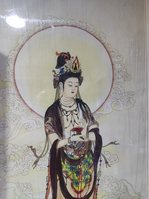 古玩字畫手工精裱已故名家周仁輝王淑靜 觀音拍賣,當前價格868元