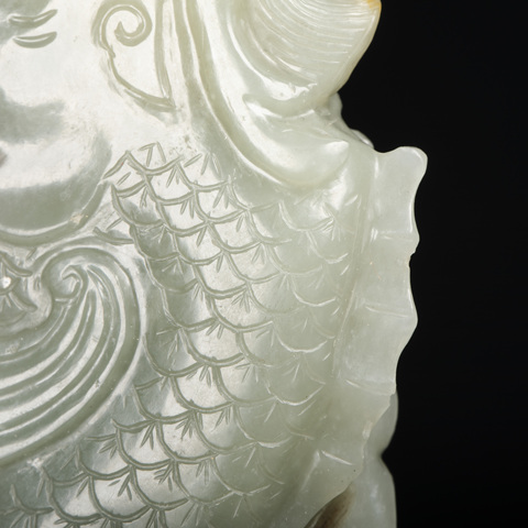 古玩玉器和田玉雕“魚化龍”擺件真品鑒賞圖