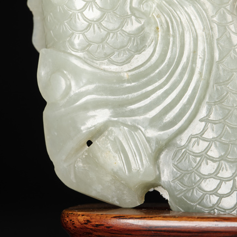 古玩玉器和田玉雕“魚化龍”擺件真品鑒賞圖