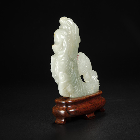 古玩玉器和田玉雕“魚化龍”擺件真品鑒賞圖