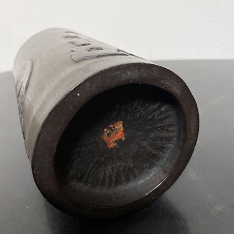 古玩雜項(xiàng)竹雕筆筒真品鑒賞圖