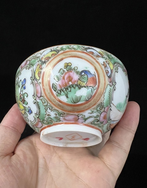 古玩陶瓷廣彩人物故事杯碟一套真品鑒賞圖