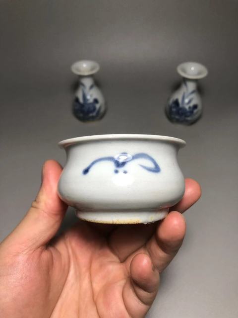 古玩陶瓷清早期,青花花卉紋三貢拍賣,當前價格4000元
