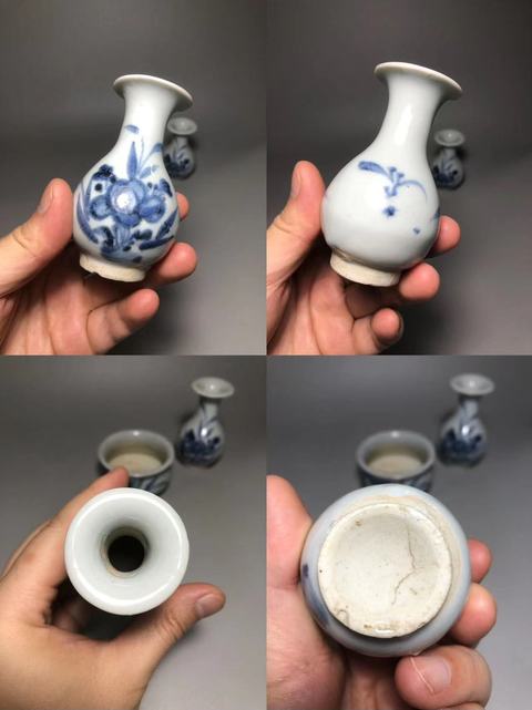古玩陶瓷清早期,青花花卉紋三貢拍賣,當前價格4000元