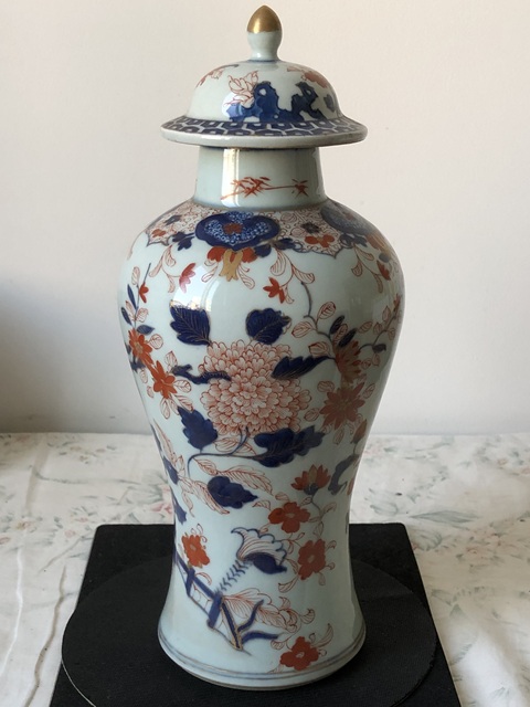 古玩陶瓷青花礬紅雞腿蓋瓶真品鑒賞圖