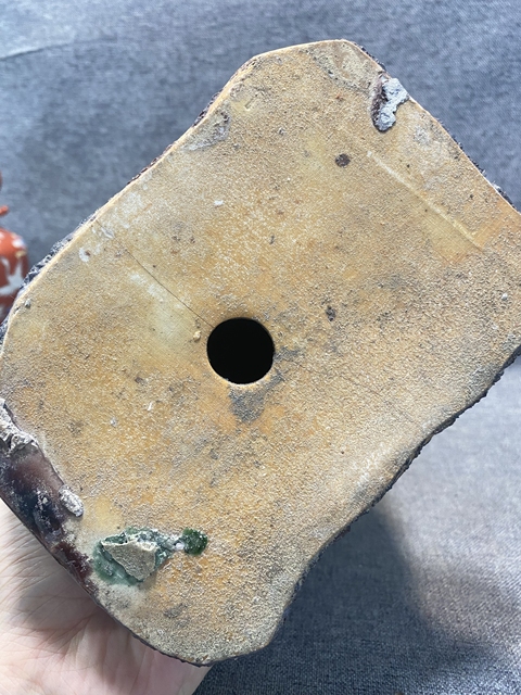 古玩陶瓷舉缽素三彩羅漢真品鑒賞圖