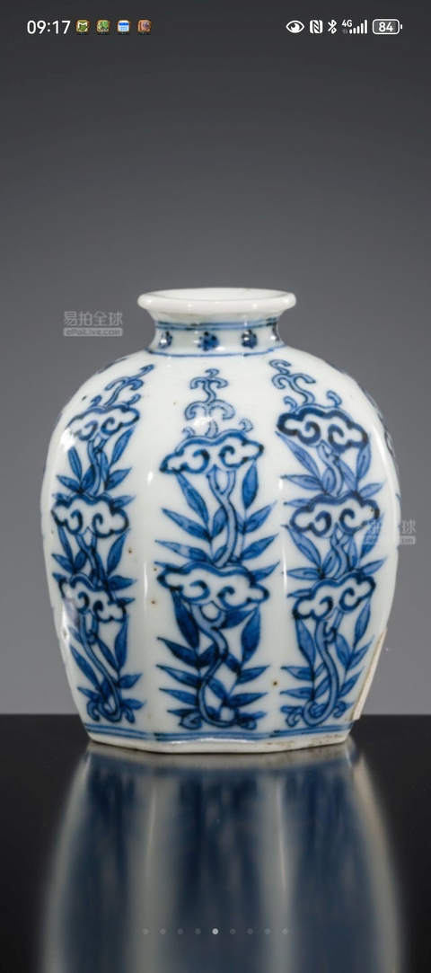 古玩陶瓷青花花卉紋八方罐,模糊,偏老真品鑒賞圖