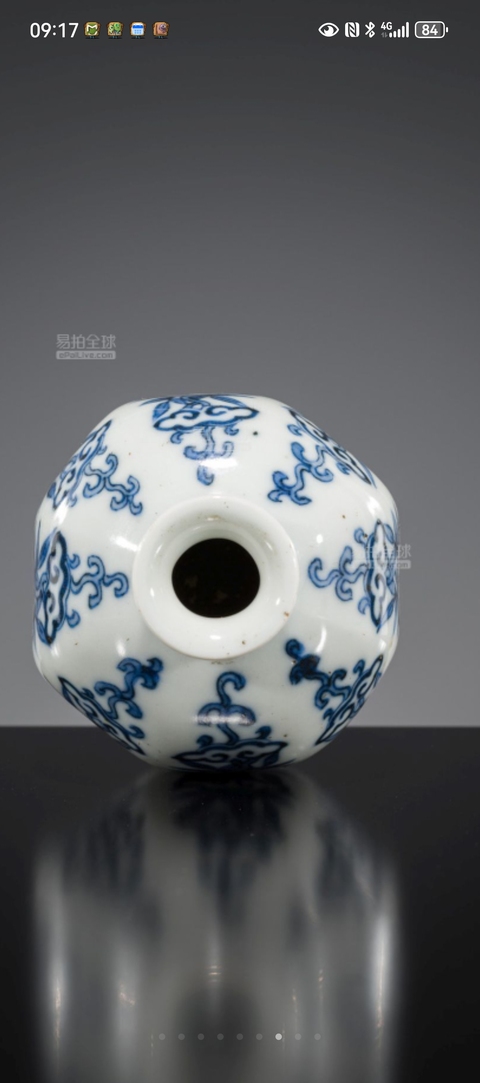 古玩陶瓷青花花卉紋八方罐,模糊,偏老真品鑒賞圖