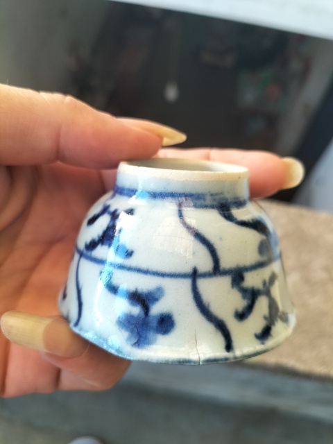 古玩陶瓷青花纏枝花卉杯四只真品鑒賞圖