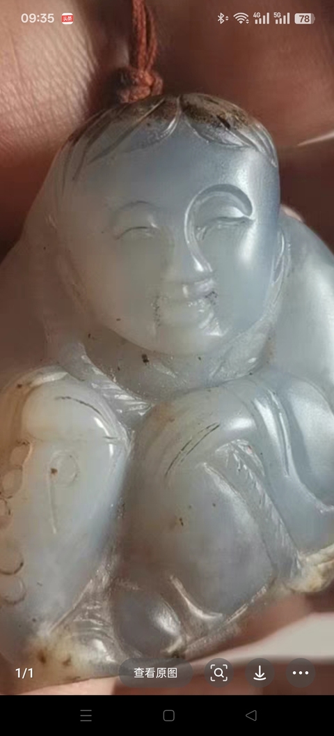 古玩玉器劉海戲金蟾掛件真品鑒賞圖