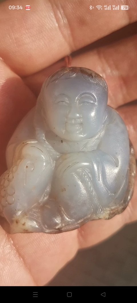 古玩玉器劉海戲金蟾掛件真品鑒賞圖
