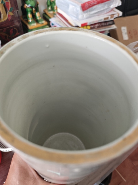 古玩陶瓷民國粉彩瑞鶴花卉紋帽筒真品鑒賞圖