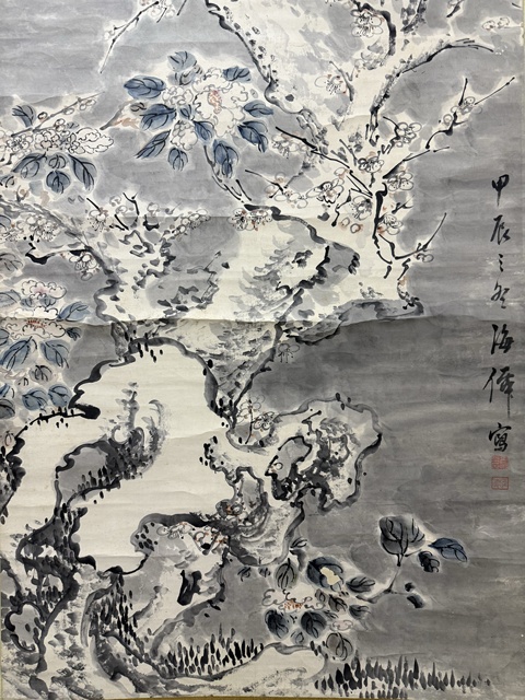 古玩字畫(huà)海仙款寫(xiě)意雪梅真品鑒賞圖
