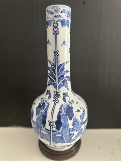 古玩陶瓷三娘教子圖天球瓶真品鑒賞圖