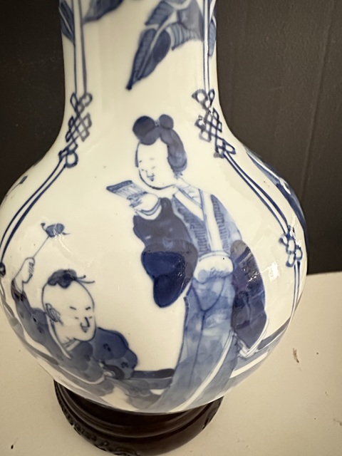 古玩陶瓷三娘教子圖天球瓶真品鑒賞圖