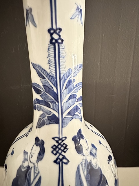 古玩陶瓷三娘教子圖天球瓶真品鑒賞圖