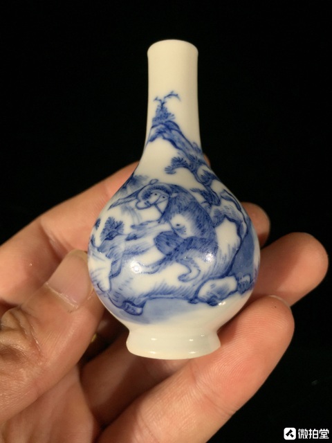 古玩陶瓷青花輩輩封侯膽瓶真品鑒賞圖