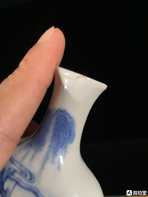 古玩陶瓷青花人物題材扁瓶真品鑒賞圖