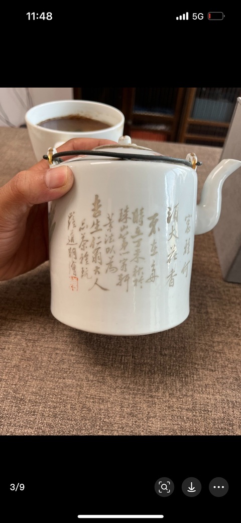 古玩陶瓷晚清淺降彩壺真品鑒賞圖
