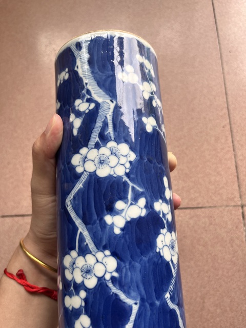 古玩陶瓷青花冰梅箭筒真品鑒賞圖