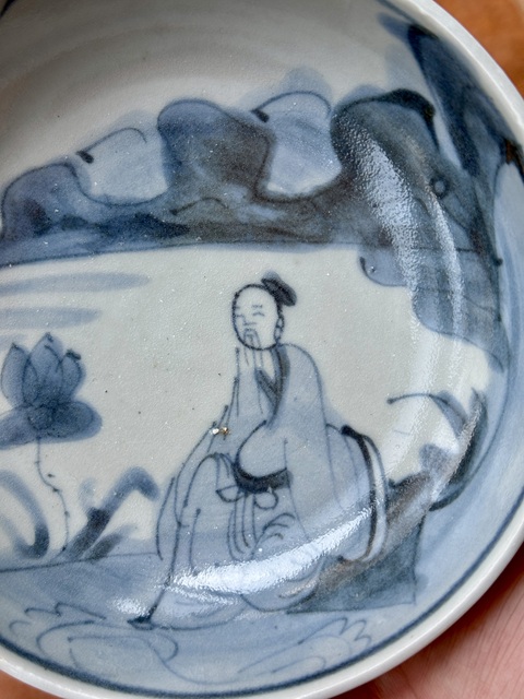 古玩陶瓷人物紋青花洗真品鑒賞圖