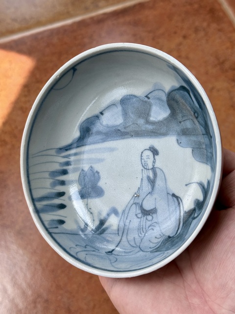 古玩陶瓷人物紋青花洗真品鑒賞圖
