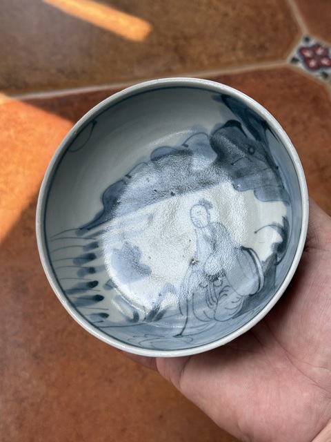 古玩陶瓷人物紋青花洗真品鑒賞圖