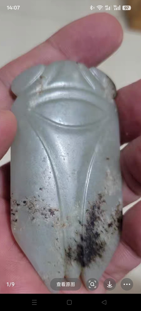 古玩玉器做舊仿“漢八刀”玉蟬真品鑒賞圖