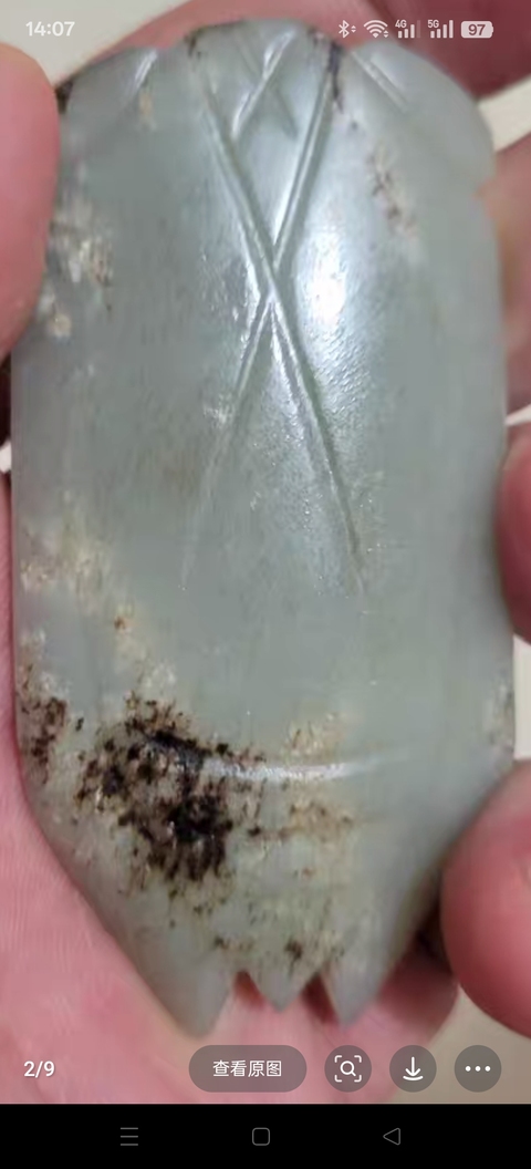 古玩玉器做舊仿“漢八刀”玉蟬真品鑒賞圖