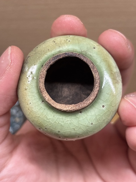 古玩陶瓷綠釉水盂真品鑒賞圖