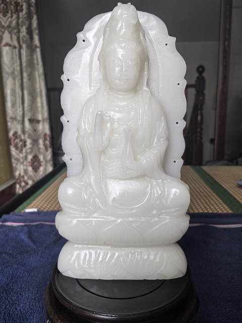 古玩玉器阿富汗玉雕“觀音擺件”真品鑒賞圖