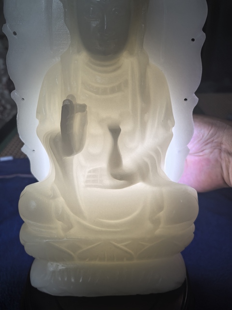 古玩玉器阿富汗玉雕“觀音擺件”真品鑒賞圖