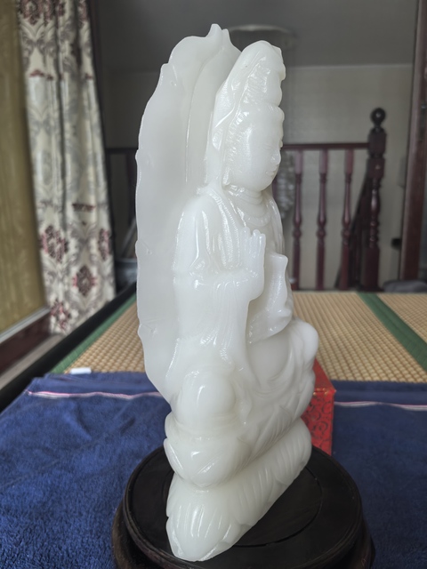古玩玉器阿富汗玉雕“觀音擺件”真品鑒賞圖