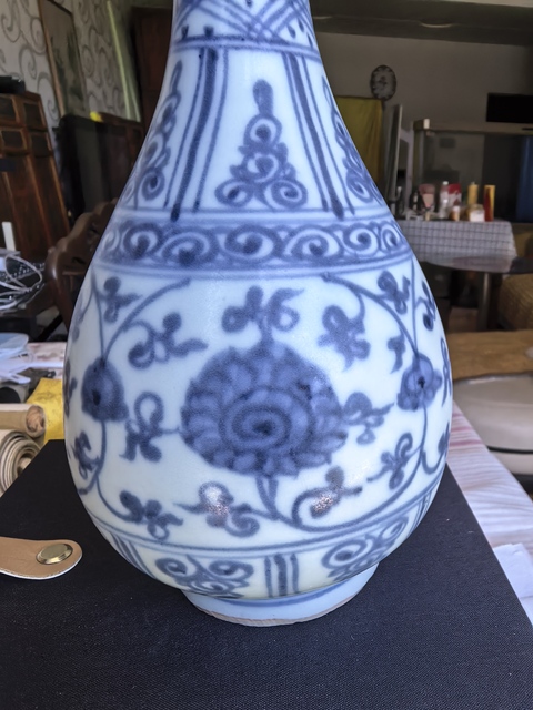 古玩陶瓷花卉紋青花玉壺春瓶真品鑒賞圖