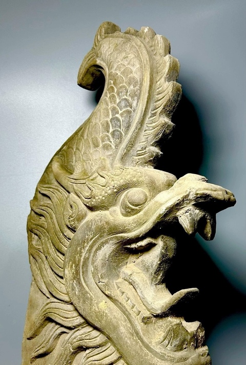 古玩陶瓷灰陶螭吻真品鑒賞圖