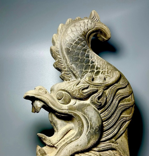 古玩陶瓷灰陶螭吻真品鑒賞圖