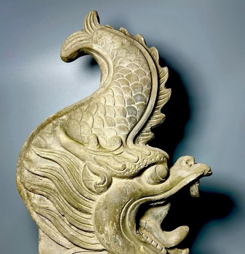 古玩陶瓷灰陶螭吻真品鑒賞圖