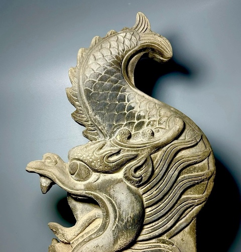 古玩陶瓷灰陶螭吻真品鑒賞圖