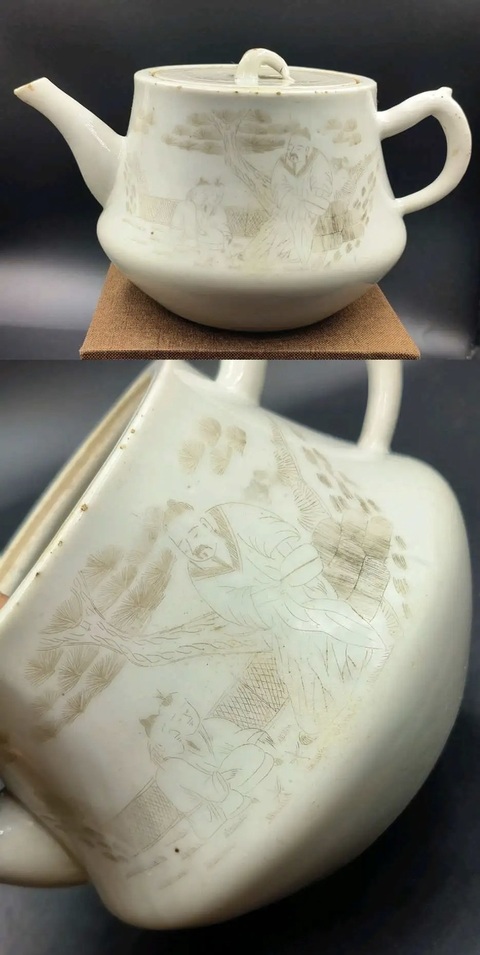 古玩陶瓷刻瓷人物故事壺拍賣,當(dāng)前價(jià)格888元