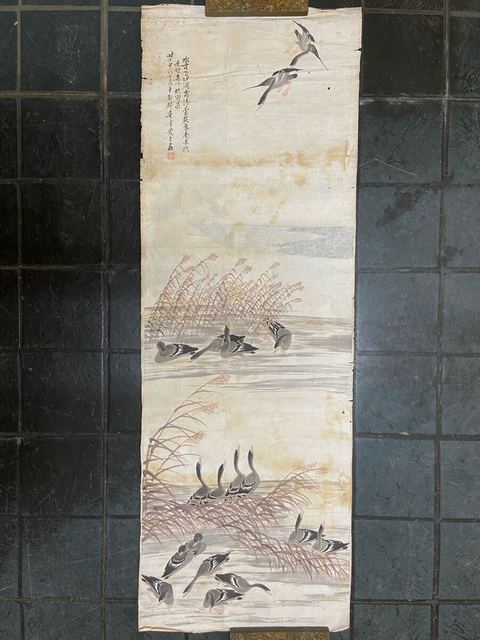 古玩字畫蘆雁圖真品鑒賞圖