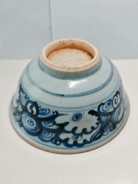 古玩陶瓷青花云氣紋茶碗真品鑒賞圖