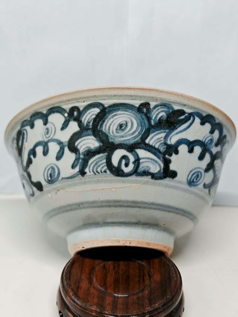 古玩陶瓷青花云氣紋茶碗真品鑒賞圖