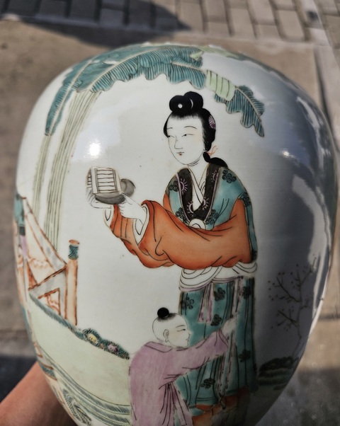 古玩陶瓷粉彩人物故事東瓜罐真品鑒賞圖