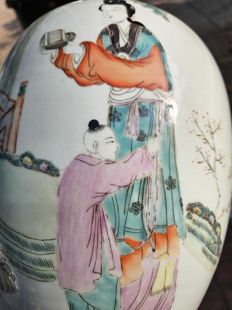 古玩陶瓷粉彩人物故事東瓜罐真品鑒賞圖