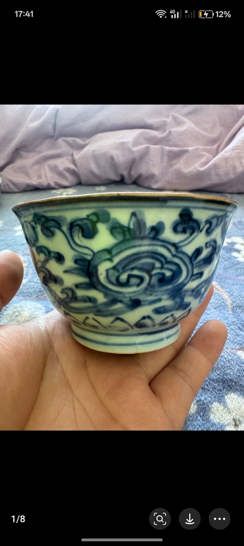 古玩陶瓷花卉紋青花杯真品鑒賞圖