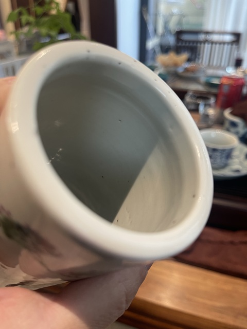 古玩陶瓷淺絳彩花鳥紋筆筒真品鑒賞圖
