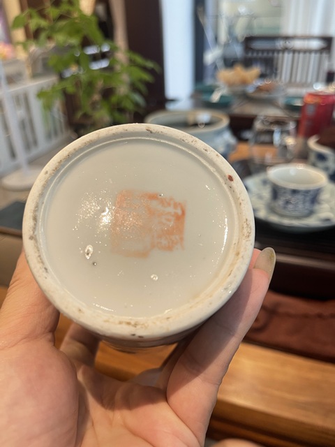 古玩陶瓷淺絳彩花鳥紋筆筒真品鑒賞圖