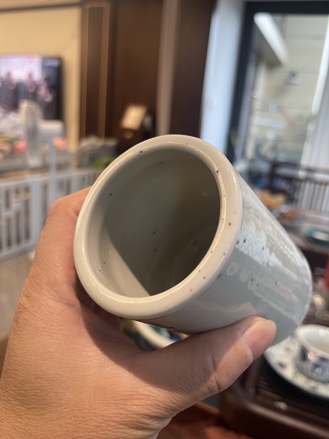 古玩陶瓷淺絳彩花鳥紋筆筒真品鑒賞圖