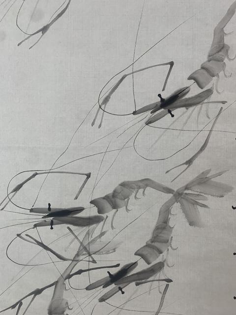 古玩字畫齊慧娟 墨蝦圖真品鑒賞圖