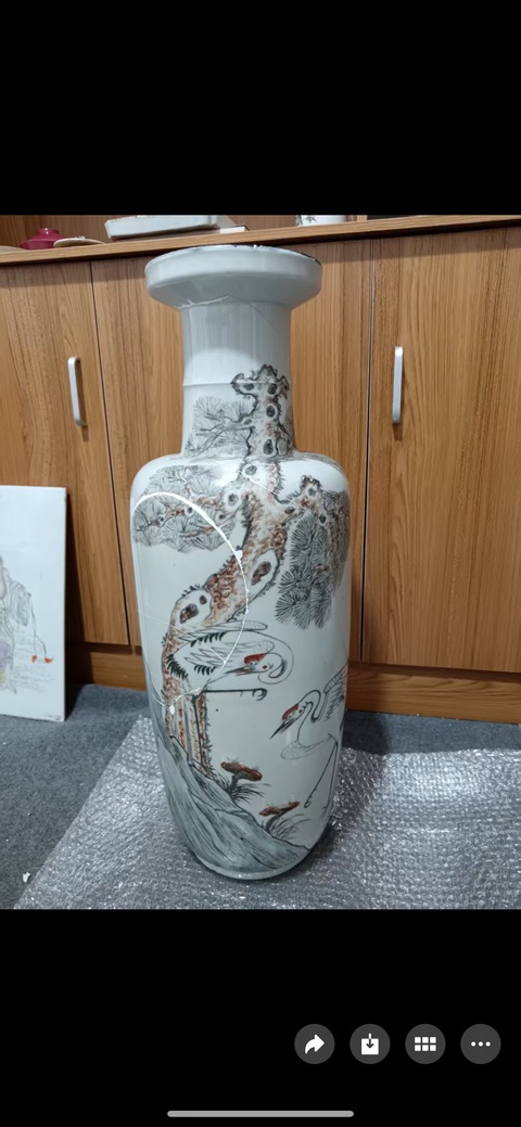 古玩陶瓷清光緒 淺絳彩花鳥紋棒槌瓶真品鑒賞圖
